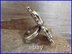 Native American Nickel Silver & Turquoise Adjustable Ring by Cleveland Size 8