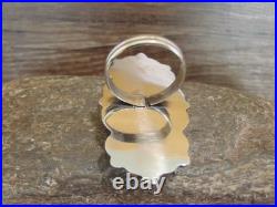 Native American Nickel Silver & Turquoise Adjustable Ring by Cleveland Size 8