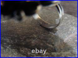 Native American Nickel Silver & Turquoise Adjustable Ring by Cleveland Size 8