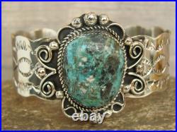 Native American Nickel Silver & Turquoise Bracelet by Cleveland