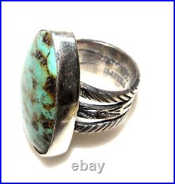 Native American Number 8 Turquoise Ring Sz 7 Sterling Silver San Felipe Signed