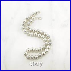 Native American Semi-Hollow 10mm Beads Sterling Silver Necklace Native American Semi-Hollow 10mm Beads Sterling Silver Necklace