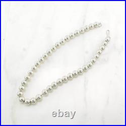 Native American Semi-Hollow 10mm Beads Sterling Silver Necklace
