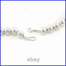 Native American Semi-Hollow 10mm Beads Sterling Silver Necklace