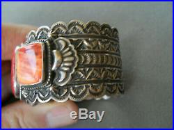 Native American Spiny Oyster Row Sterling Silver Cuff Bracelet D. CADMAN