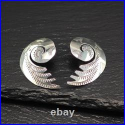 Native American Stamped Swirl Stud Earrings Sterling Silver