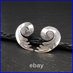 Native American Stamped Swirl Stud Earrings Sterling Silver