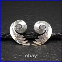 Native American Stamped Swirl Stud Earrings Sterling Silver