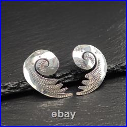 Native American Stamped Swirl Stud Earrings Sterling Silver
