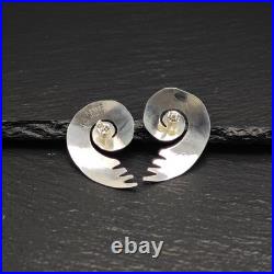 Native American Stamped Swirl Stud Earrings Sterling Silver