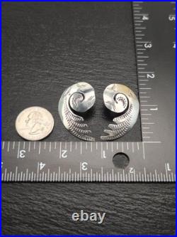 Native American Stamped Swirl Stud Earrings Sterling Silver