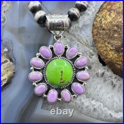 Native American Sterling Green Turquoise withPhosphosiderite Pendant For Women