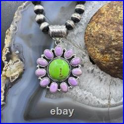 Native American Sterling Green Turquoise withPhosphosiderite Pendant For Women