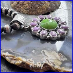 Native American Sterling Green Turquoise withPhosphosiderite Pendant For Women
