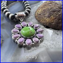 Native American Sterling Green Turquoise withPhosphosiderite Pendant For Women