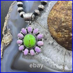 Native American Sterling Green Turquoise withPhosphosiderite Pendant For Women