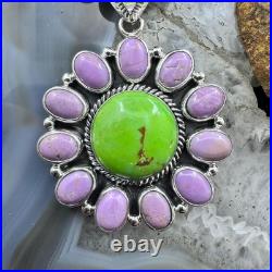 Native American Sterling Green Turquoise withPhosphosiderite Pendant For Women