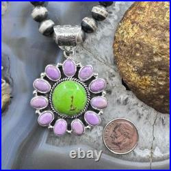 Native American Sterling Green Turquoise withPhosphosiderite Pendant For Women