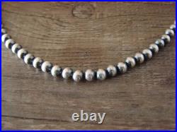Native American Sterling Silver 24 Navajo Pearl Necklace by I. John