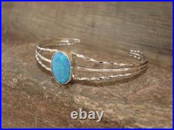 Native American Sterling Silver & Blue Opal Bracelet by Alice Saunders