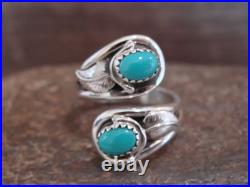 Native American Sterling Silver Feather & Turquoise Adjustable Ring by Francisco