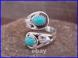 Native American Sterling Silver Feather & Turquoise Adjustable Ring by Francisco Native American Sterling Silver Feather & Turquoise Adjustable Ring by Francisco
