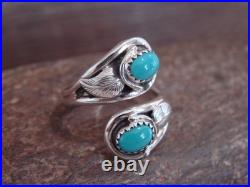 Native American Sterling Silver Feather & Turquoise Adjustable Ring by Francisco