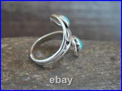 Native American Sterling Silver Feather & Turquoise Adjustable Ring by Francisco