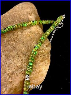 Native American Sterling Silver Green Turquoise Necklace