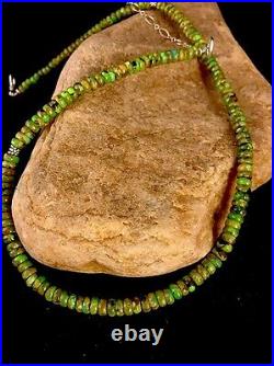 Native American Sterling Silver Green Turquoise Necklace