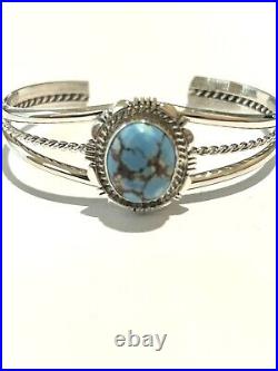 Native American Sterling Silver Handmade Navajo Golden Hill Cuff Bracelet