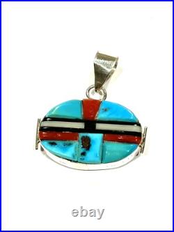 Native American Sterling Silver Handmade Navajo Inlay Reversible Pendent