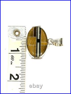 Native American Sterling Silver Handmade Navajo Inlay Reversible Pendent