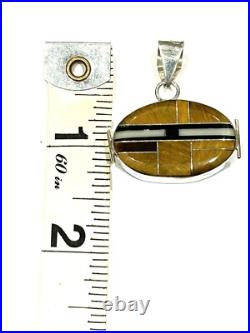 Native American Sterling Silver Handmade Navajo Inlay Reversible Pendent