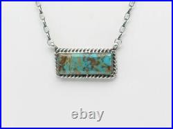 Native American Sterling Silver & Kingman Turquoise Necklace Navajo Handmade