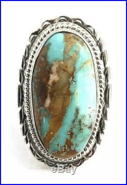 Native American Sterling Silver Navajo Boulder Turquoise Ring Size 7