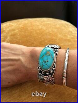 Native American Sterling Silver Navajo Darryl Becenti Royston turquoise cuff