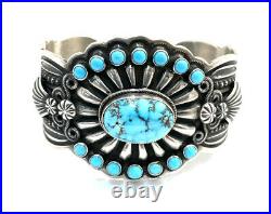 Native American Sterling Silver Navajo Golden Hill Turquoise Cuff Bracelet
