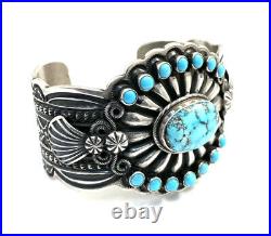 Native American Sterling Silver Navajo Golden Hill Turquoise Cuff Bracelet