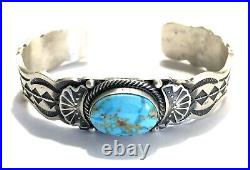 Native American Sterling Silver Navajo Handmade Turquoise Cuff Bracelet