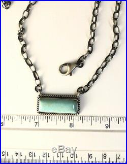 Native American Sterling Silver Navajo Kingman Turquoise Necklace. Signed