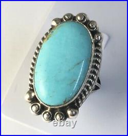 Native American Sterling Silver Navajo Kingman Turquoise Ring. Size 6 & 1/4