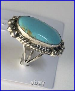 Native American Sterling Silver Navajo Kingman Turquoise Ring. Size 6 & 1/4