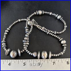 Native American Sterling Silver Navajo Mixed Beads 18 Necklace 92318