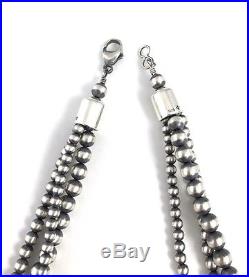 Native American Sterling Silver Navajo Old Look Pearls 3/strand Silver 18 Beads