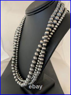 Native American Sterling Silver Navajo Pearls 6, 8, 10 mm 3 Strand 21 Necklace Native American Sterling Silver Navajo Pearls 6, 8, 10 mm 3 Strand 21 Necklace