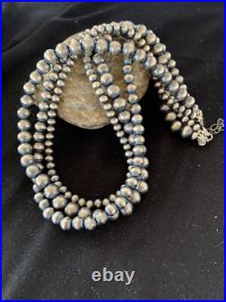 Native American Sterling Silver Navajo Pearls 6, 8, 10 mm 3 Strand 21 Necklace