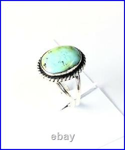 Native American Sterling Silver Navajo Sonoran Turquoise Ring Size 8 Signed