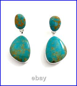 Native American Sterling Silver Navajo Turquoise Dangle Earring
