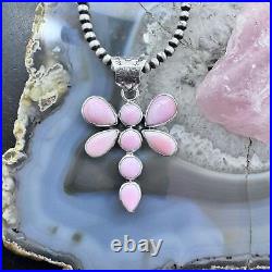 Native American Sterling Silver Pink Conch Dragonfly Pendant For Women